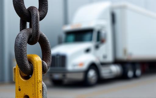 Close up of industrial freight loading equipment